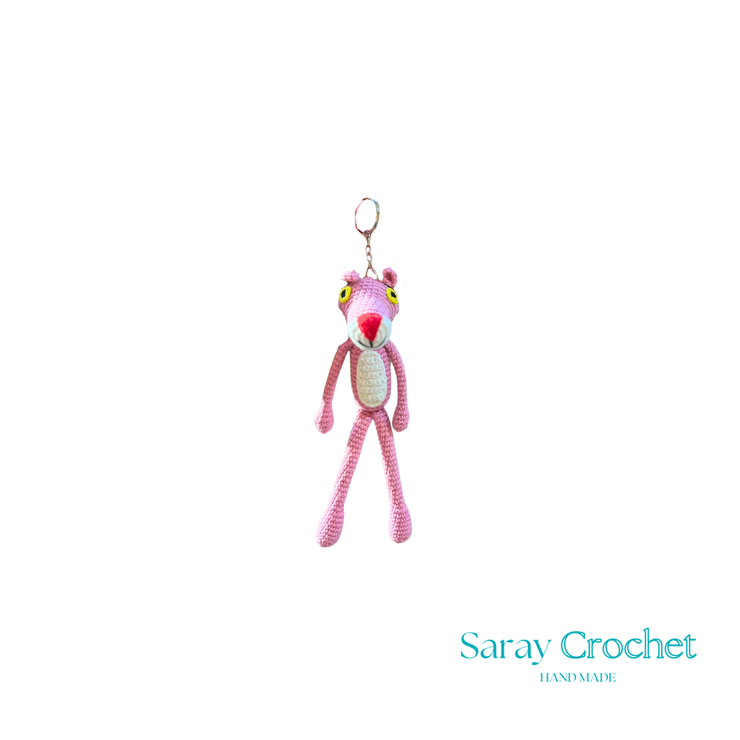 A pink panther leotard for women, with long sleeves and a standing pose.