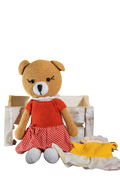 Ručno rađeni medvjedić s prelijepom haljinicom koju je moguće presvlačiti. Idealan je poklon za sve kreativne djevojčice.