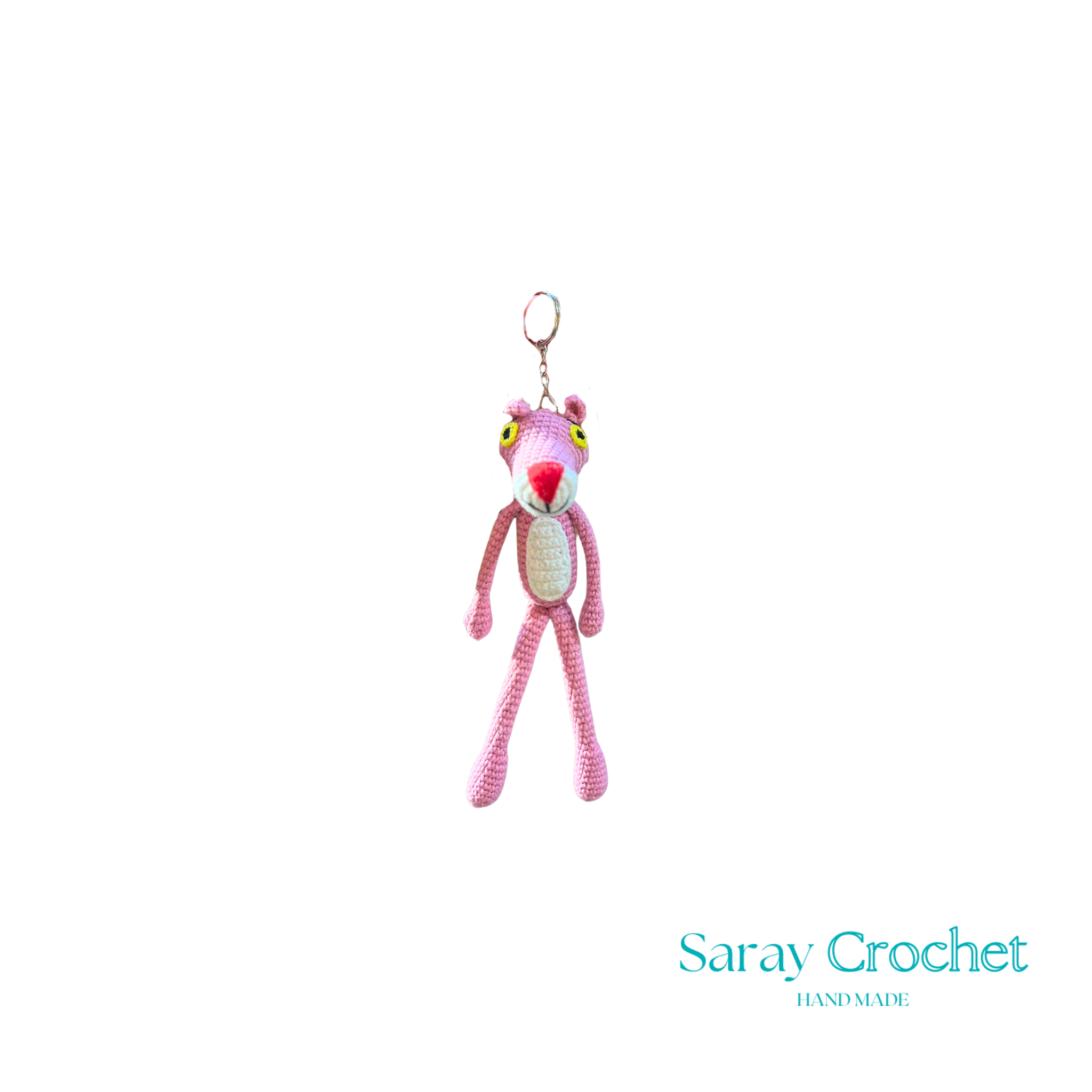 A pink panther leotard for women, with long sleeves and a standing pose.