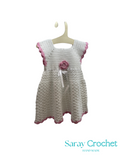 Ručno rađena bijela haljinica idealna za djevojčice uzrasta od 0 do 6 g.